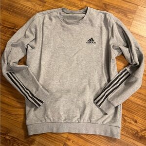 Adidas Men's Crewneck Sweater in Gray with Black Accents